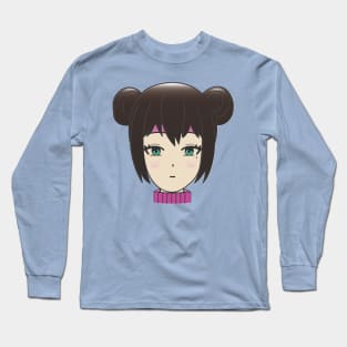 ANIME DRAWINGS DARK HAIR GIRL RED HEAD GREEN EYES DESIGN Long Sleeve T-Shirt